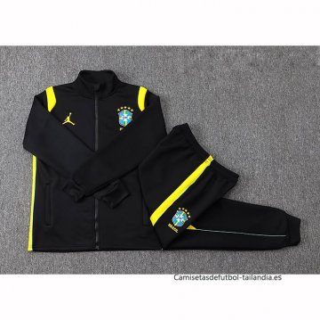 Chandal de Chaqueta del Brasil Nino 2026-2027 Negro Amarillo