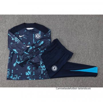 Chandal de Sudadera del Chelsea Nino 2024-2025 Azul Oscuro