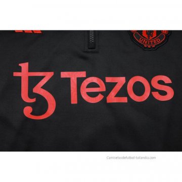 Chandal de Sudadera del Manchester United 2023-2024 Negro y Rojo