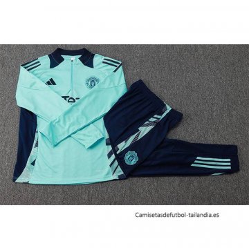 Chandal de Sudadera del Manchester United Nino 2024-2025 Verde