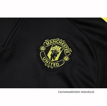Chandal de Sudadera del Manchester United Nino 2025-2026 Negro Amarillo