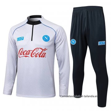 Chandal de Sudadera del Napoli Nino 2025-2026 Blanco Chandal de Sudadera del Napoli Nino 2025-2026 Blanco