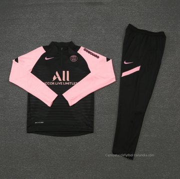Chandal de Sudadera del Paris Saint-Germain 2021-2022 Negro y Rosa