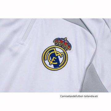 Chandal de Sudadera del Real Madrid Nino 2025-2026 Blanco Gris