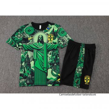 Chandal del Brasil Jesus Manga Corta 2024-2025 Verde - Pantalon Corto