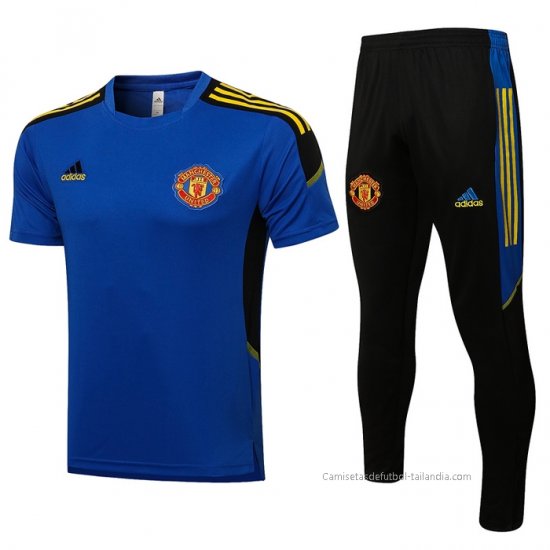 Chandal del Manchester United Manga Corta 2021-2022 Azul - Haga un click en la imagen para cerrar