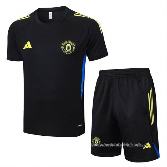 Chandal del Manchester United Manga Corta 2025-2026 Negro - Pantalon Corto - Haga un click en la imagen para cerrar