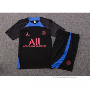 Chandal del Paris Saint-Germain Jordan Manga Corta 2022-2023 Negro y Azul - Pantalon Corto
