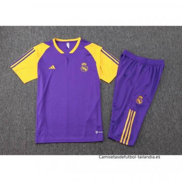 Chandal del Real Madrid Manga Corta 2024-2025 Purpura - Pantalon Corto