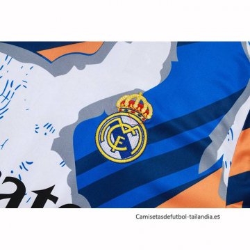 Chandal del Real Madrid Manga Corta 2025-2026 Blanco Azul - Pantalon Corto