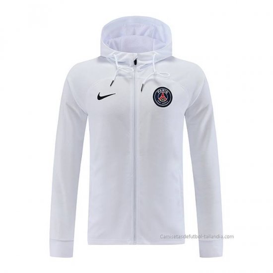 Chaqueta con Capucha del Paris Saint-Germain 2022-2023 Blanco - Haga un click en la imagen para cerrar