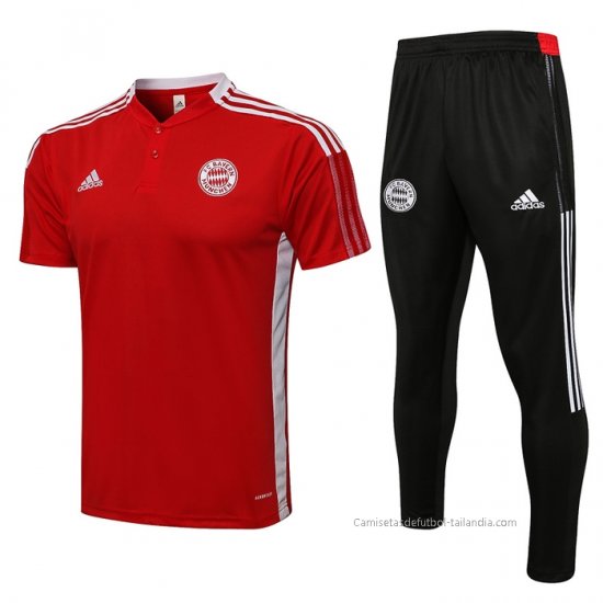 Conjunto Polo del Bayern Munich 2021-2022 Rojo - Haga un click en la imagen para cerrar