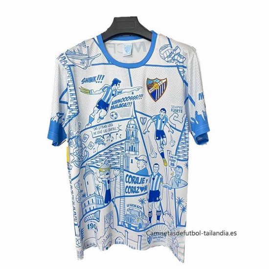 Tailandia Camiseta Malaga Special 2025-2026 Blanco Azul - Haga un click en la imagen para cerrar