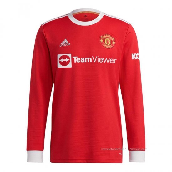 Camiseta 1ª Manchester United Manga Larga 2021-2022 - Haga un click en la imagen para cerrar