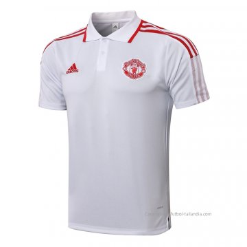 Camiseta Polo del Manchester United 2021-2022 Blanco y Rojo Camiseta Polo del Manchester United 2021-2022 Blanco y Rojo