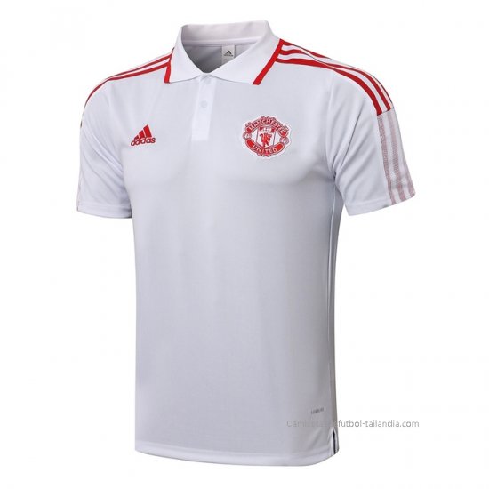 Camiseta Polo del Manchester United 2021-2022 Blanco y Rojo - Haga un click en la imagen para cerrar