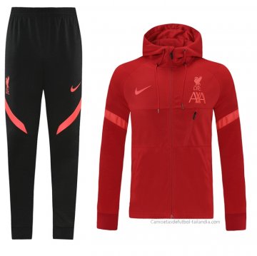 Chandal con Capucha del Liverpool 2021-2022 Rojo Chandal con Capucha del Liverpool 2021-2022 Rojo