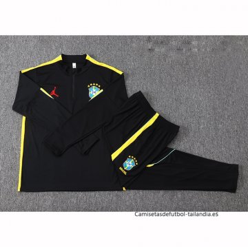 Chandal de Sudadera del Brasil Nino 2026-2027 Negro Amarillo