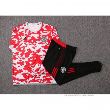 Chandal de Sudadera del Manchester United 2021 Rojo y Blanco