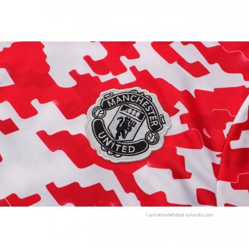 Chandal de Sudadera del Manchester United 2021 Rojo y Blanco