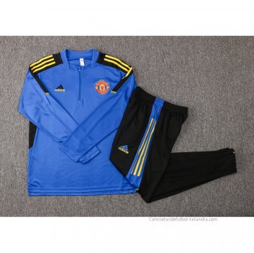 Chandal de Sudadera del Manchester United Nino 2021-2022 Azul
