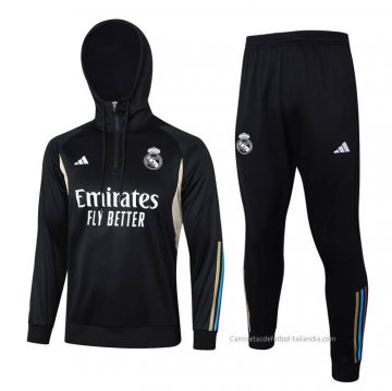 Chandal de Sudadera del Real Madrid 2023-2024 Negro y Blanco Chandal de Sudadera del Real Madrid 2023-2024 Negro y Blanco