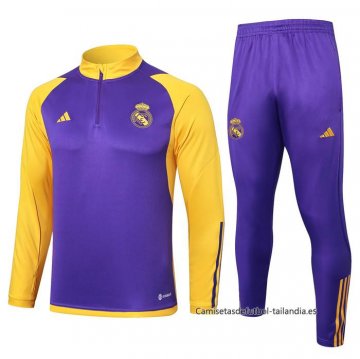 Chandal de Sudadera del Real Madrid Nino 2023-2024 Purpura Chandal de Sudadera del Real Madrid Nino 2023-2024 Purpura
