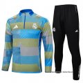 Chandal de Sudadera del Real Madrid Nino 2025-2026 Azul Verde
