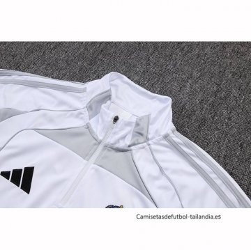 Chandal de Sudadera del Real Madrid Nino 2025-2026 Blanco Gris