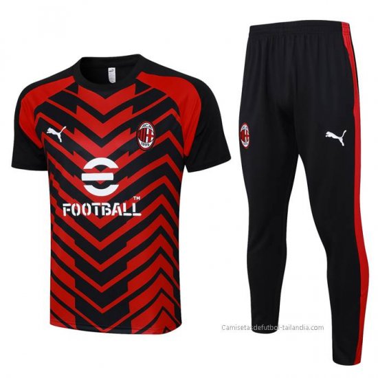 Chandal del AC Milan Manga Corta 2023-2024 Rojo y Negro - Haga un click en la imagen para cerrar