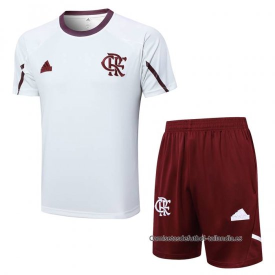 Chandal del Flamengo Manga Corta 2024-2025 Blanco - Pantalon Corto - Haga un click en la imagen para cerrar