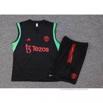 Chandal del Manchester United Sin Mangas 2023-2024 Negro