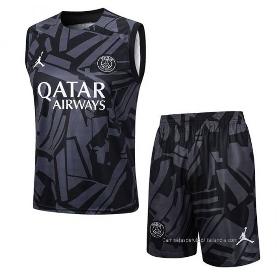 Chandal del Paris Saint-Germain Jordan Sin Mangas 2023-2024 Negro y Gris - Haga un click en la imagen para cerrar