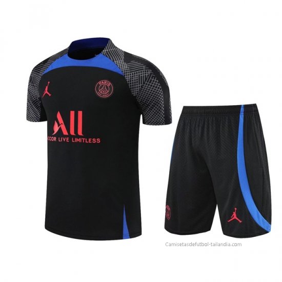 Chandal del Paris Saint-Germain Manga Corta 2022-2023 Negro y Azul - Pantalon Corto - Haga un click en la imagen para cerrar