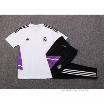 Chandal del Real Madrid Manga Corta 2022-2023 Blanco y Purpura