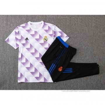 Chandal del Real Madrid Manga Corta 2022-2023 Blanco y Purpura
