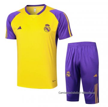 Chandal del Real Madrid Manga Corta 2024-2025 Amarillo - Pantalon Corto Chandal del Real Madrid Manga Corta 2024-2025 Amarillo - Pantalon Corto