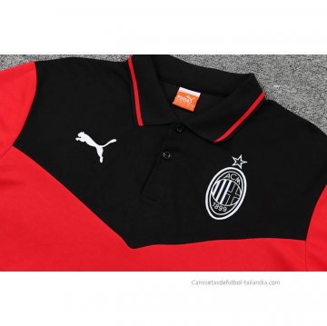 Conjunto Polo del AC Milan 2022-2023 Negro y Rojo