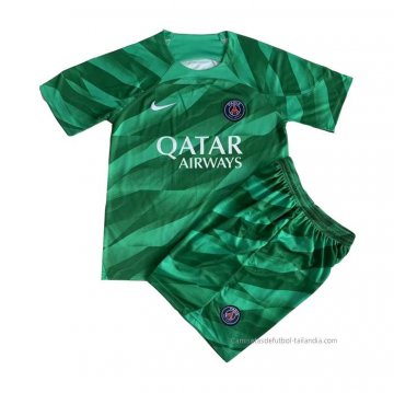 Camiseta Paris Saint-Germain Portero Nino 2023-2024 Verde Camiseta Paris Saint-Germain Portero Nino 2023-2024 Verde