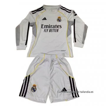 1ª Camiseta Real Madrid Manga Larga Nino 2025-2026 1ª Camiseta Real Madrid Manga Larga Nino 2025-2026