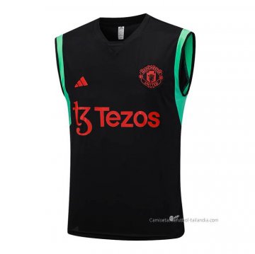 Camiseta de Entrenamiento Manchester United Sin Mangas 2023-2024 Negro Camiseta de Entrenamiento Manchester United Sin Mangas 2023-2024 Negro