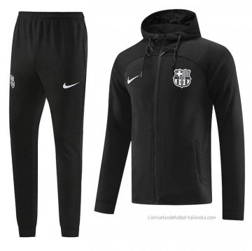 Chandal con Capucha del Barcelona 2022-2023 Negro