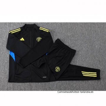 Chandal de Chaqueta del Manchester United Nino 2025-2026 Negro Amarillo