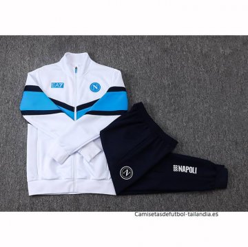 Chandal de Chaqueta del Napoli Nino 2025-2026 Blanco Azul