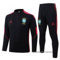 Chandal de Sudadera del Brasil Nino 2026-2027 Negro Rojo