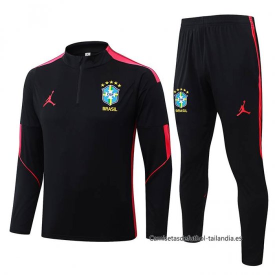Chandal de Sudadera del Brasil Nino 2026-2027 Negro Rojo - Haga un click en la imagen para cerrar