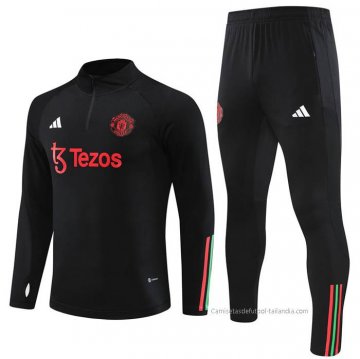 Chandal de Sudadera del Manchester United Nino 2023-2024 Negro Chandal de Sudadera del Manchester United Nino 2023-2024 Negro