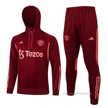 Chandal de Sudadera del Manchester United Nino 2023-2024 Rojo Oscuro Chandal de Sudadera del Manchester United Nino 2023-2024 Rojo Oscuro