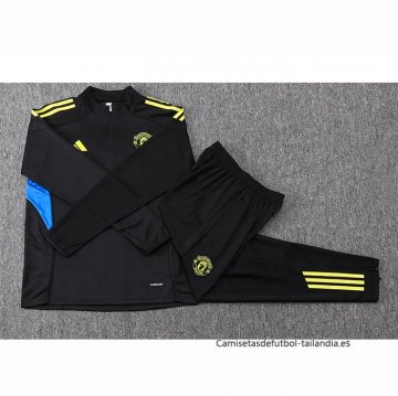 Chandal de Sudadera del Manchester United Nino 2025-2026 Negro Amarillo