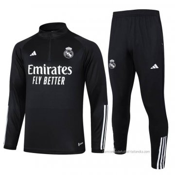 Chandal de Sudadera del Real Madrid 2023-2024 Negro y Blanco Chandal de Sudadera del Real Madrid 2023-2024 Negro y Blanco